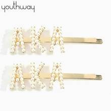 Unique pearl AKA Letter Bobby pins word hair pins alphabet Initial pearl name hair clips styling Letter Accessory Hair Jewelry 2024 - buy cheap