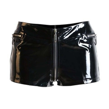 Sexy brilhante couro feminino shorts moda quente pvc zíper aberto virilha senhoras shorts casual cor sólida shorts para pólo de dança 2024 - compre barato