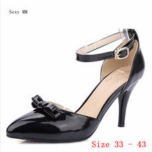 Sapatos de salto alto fino feminino, calçado stiletto com alça t plus size 2024 - compre barato