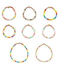 Pulseras Bohemias de arcoíris para mujer, brazaletes coloridos con cuentas de esmalte, pulsera elástica de azulejos, regalo, 2021 2024 - compra barato