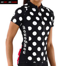 Black classic polka dot print women summer cycling jersey short sleeve road racing biking clothing Outdoor sports runing wear 2024 - buy cheap