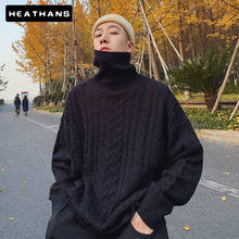 Camisola de gola alta masculina estilo japão outono inverno cor sólida masculino manga longa camisola harajuku hipster casual pullovers 2024 - compre barato