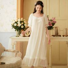 Ladies Long white Sleepshirts Vintage Nightgowns Fashion Sleepwear Sweet Nightwear Nightdress Lace Sleeping Dress Homewear Suit 2024 - buy cheap