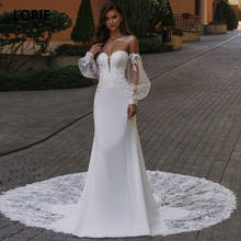 LORIE Boho Puff Sleeve Wedding Dresses Off the Shoulder Lace Elastic Chiffon Mermaid Wedding Gown  Bridal Dress abito da sposa 2024 - buy cheap