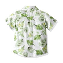 Boiiwant/От 2 до 8 лет, Детская рубашка с принтом в виде листьев топы для маленьких мальчиков, летняя, праздничная, однобортная блузка с короткими рукавами и лацканами, гавайская блузка 2024 - купить недорого