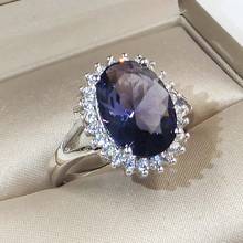 Модные большие кольца с цирконием из голубого камня для женщин, Свадебные обручальные кольца, ювелирные изделия, размер США 6-10 2024 - купить недорого