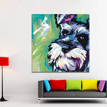 Cuadro de lienzo abstracto de Animal moderno para decoración del hogar, imágenes de pared Pop Art de perro Schnauzer para sala de estar, marco de impresiones 2024 - compra barato