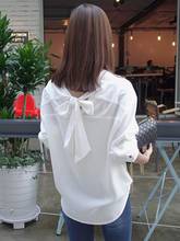 Blouse Women's Fashion Blouse White V-neck With Back Ribbon 2021 New Style Suit Sweet Standard Single-Breasted  Summer Clothes 2024 - buy cheap