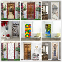 2 шт./компл. 3D креативные наклейки на дверь самоклеящиеся обои водонепроницаемые DIY обои на дверь украшение дома обновления плакаты 2024 - купить недорого