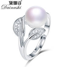 Dainashi 100% Genuine Freshwater Cultured Pearl Ring Hot Sale Fashion 925 Sterling Silver Leaf Zircon Adjustable Ring for Women 2024 - buy cheap