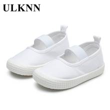 Ulknn 2021 tênis infantis de lona, conjunto de sapatos brancos elásticos para crianças pequenas, sapatos de jardim de infância para meninos e meninas 2024 - compre barato