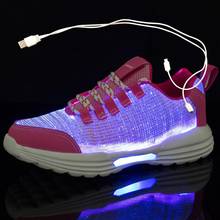 Tênis de led com carregamento usb, sapato de fibra ótica leve para meninos e meninas, tênis de corrida brilhante 2024 - compre barato