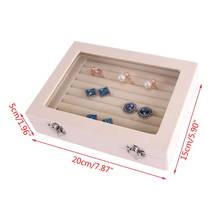 Caixa organizadora veludo para disposição de joias, anel de vidro, brincos, bijuterias, caixa de armazenamento, suporte, bandeja 2024 - compre barato