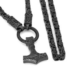 Nordic viking rune with thor hammer pendant necklace stainless steel -king chain with valknut gift bag 2024 - buy cheap