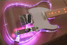 Guitarra eléctrica de plexiglás transparente, guitarra eléctrica de alta calidad, versión personalizada, 6 cuerdas, cristal acrílico, parpadeo de color LED, Envío Gratis 2024 - compra barato