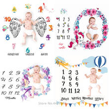 Newborn Photography Mats Cartoon Infant Baby Milestone Photo Props Background Blankets Backdrop Cloth Calendar Accessories 2021 2024 - buy cheap