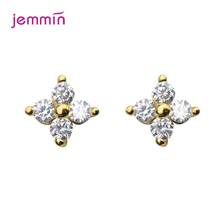 Brincos pequenos de prata esterlina 925, coreanos, flor pequena, brincos para mulheres, joias de orelha piercing cz zircônia 4mm 6mm 8mm 2024 - compre barato