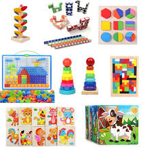Bebê brinquedos educativos de madeira 3d quebra-cabeça brinquedos montessori aprendizagem precoce do bebê aniversário natal presente do ano novo brinquedos para crianças 2024 - compre barato