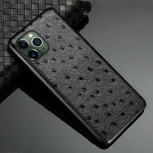 LANGSIDI Genuine Leather Phone Case for iPhone 13 Pro Max 11 8 PLUS 7 Luxury Ostrich Emboss covers for iphone 12 pro XR X XS Max 2024 - buy cheap