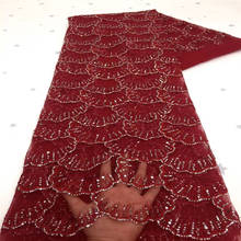 Latest African Lace Fabric 2021 High Quality Red Lace With Sequins French Lace Fabric For Nigerian Wedding Dress 2024 - buy cheap