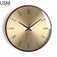 Relógio de luxo estilo nórdico, relógio de parede grande, em madeira, silencioso, dourado, design moderno, para decoração de casa e cozinha 2024 - compre barato
