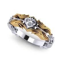 Hot sale Punk Fashion King's Heart Ring For Women Heart Crown Two-tone Rings Jewelry Women's Engagement Party 2024 - buy cheap