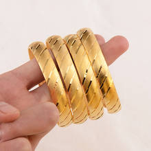 Brazalete de oro de 24 quilates para mujer, pulsera etíope de boda de Dubái, África, Joyería Árabe, pulsera con dijes dorados, 4 piezas 2024 - compra barato