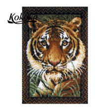 latch hook kits for adults large Tiger carpet diy latch hook rug kits carpet embroidery carpet printed canvas yarn diy rug 2024 - buy cheap