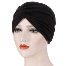 Women Muslim Turban Caps India Hat Solid Stretch Hijab Scarf Ruffle Cancer Chemo Beanie Headscarf Head Wrap Casual Turban Hat 2024 - buy cheap