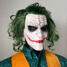 Novo filme máscara o palhaço horror cosplay máscaras de látex com peruca de cabelo verde assustador festa de halloween traje 2024 - compre barato