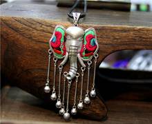 Guizhou ethnic style handmade jewelry antique embroidery Necklace elephant trunk God Pendant 2024 - buy cheap