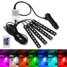4 in 1 Car RGB Lights LED Strip Neon Lamp Decorative Atmosphere Lights Wireless Remote/Music/Voice Control Car Interior Light 2024 - buy cheap