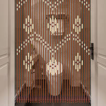 Cortina de madeira maciça vento chinês grânulo cortina varanda sala de estar cortina divisória quarto wc fengshui porta cortina de madeira par 2024 - compre barato