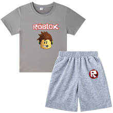 Детский хлопковый спортивный костюм ROBLOXing, комплект летней одежды для девочек и мальчиков, футболка с круглым вырезом и шорты, 2021 2024 - купить недорого