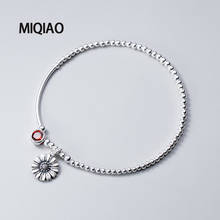 MIQIAO 925 Sterling Silver Daisy Anklet Ornament Bracelet On The Leg Female Thai Silver Retro Round Red Diamond Zircon Fashion J 2024 - buy cheap