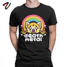 Camiseta de Rock duro para hombres, camisa de manga corta de Aggretsuko de Death Metal, divertida, de algodón, ropa de regalo de cumpleaños 2024 - compra barato