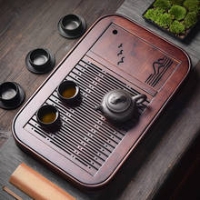 Juego de Bandejas de té de bambú chino, bandeja de servicio de mesa de té Retro de drenaje, accesorios de té, herramientas DI50CP 2024 - compra barato