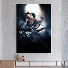 Póster de figura de anime japonés attack on titan levi ackerman, pintura, decoración de la habitación del hogar, arte de pared de lona para colgar una imagen 2024 - compra barato