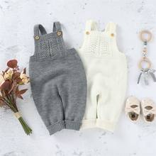 Newborn Kids Baby Girls Boys Sleeveless Solid Color Jumpsuit Fashion Toddler Autumn Winter Button Sweater Rompers Overalls 0-24M 2024 - buy cheap