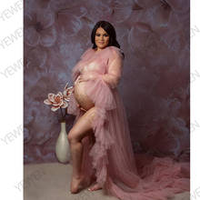Vestido de maternidade com babados, vestido fantasia para gravidez, para mulheres grávidas, fotografia, maxi vestido fotográfico 2024 - compre barato