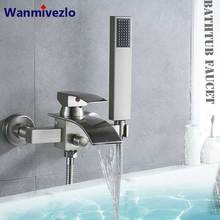 Brushed Nickel Waterfall Bathtub Faucet Wall Mounted Tub Tap Hot Cold Water Mixer Tap Bath Shower Faucet Tap Robinet Baignoire 2024 - buy cheap