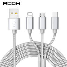 ROCK Micro USB Type C Cable For iPhone 11 XR 7 8 Plus Samsung S9 Xiaomi Redmi Note 7 iPhone Cable 3 in 1 USB Cable Data kabel 2024 - buy cheap