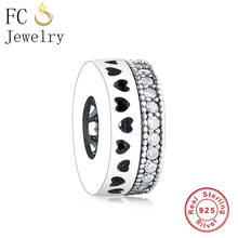 FC Jewelry Fit Original Brand Charms Bracelet Bangle 925 Silver Love Heart Zirconia Spacer Beads Pendant Making Berloque DIY 2024 - buy cheap