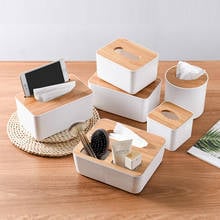 Plastic Tissue Box With Bamboo Cover Toilet Roll Paper Organizer Towel Napkin Container Log Tissue Holder Home Bathroom Supplies 2024 - buy cheap
