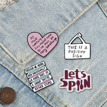 Funny Slogan Brooches Pink Heart Words Message Text Sign Banner Enamel Pins Denim Clothes Lapel Pin Creative Badge Jewelry Gift 2024 - buy cheap