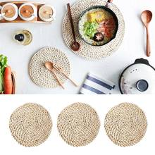 Rattan woven Dining Table Mat Heat Insulation Pot Holder Round Coasters Coffee Drink Tea Cup Table Placemats Mug Coaster 2024 - buy cheap