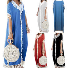 Дубайское, турецкое, мусульманское платье-кафтан, абайя, женское, богемное, летнее, с кисточками, марокканский сарафан, мусульманская одежда, размера плюс 2024 - купить недорого