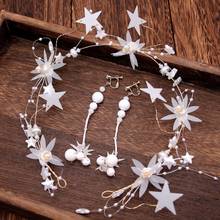 New Big Pearl Headband Women Yarn Star Flowers Girls Hair Accessories Jewelry accesorios para el cabello mujer with earrings 2024 - buy cheap