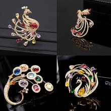 OKILY Luxurio Colorful AAA Cubic Zirconia Phoenix Brooches Pins Shinning Peacock Brooch for Woman Delicate Scarves Accessories 2024 - buy cheap