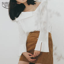 2021 moda coreana pulôver roupas blusas mulher outono manga comprida blusa feminina algodão casual gola em v camisas brancas femininas 2024 - compre barato